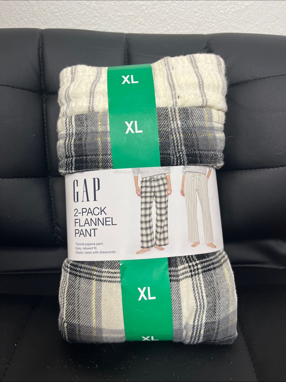 GAP XL 2-Pack Flannel Pajama Pants in Black, White, Gray - Picture 1 of 5